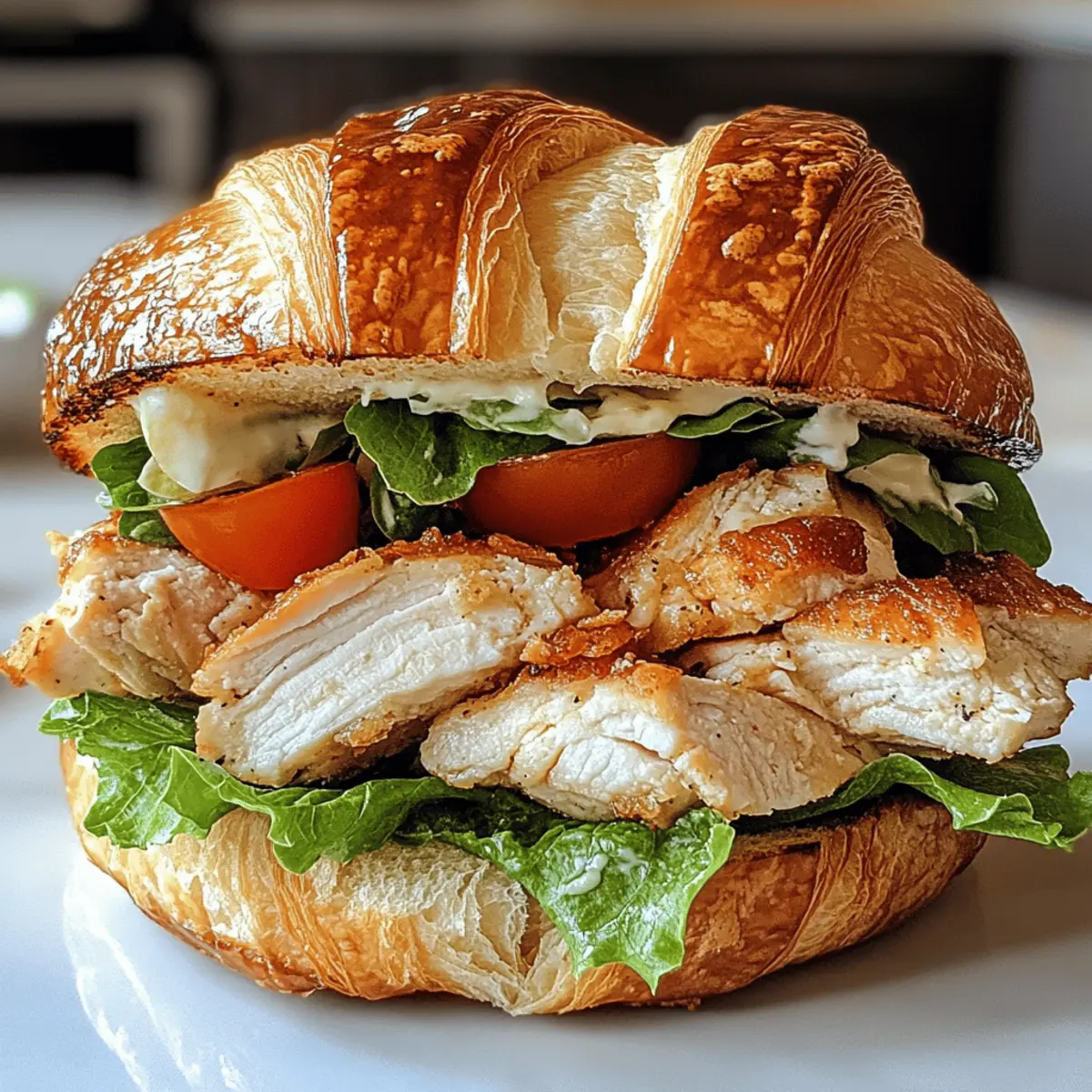Hühnchen Caesar Croissant Sandwich für schnelle Küche