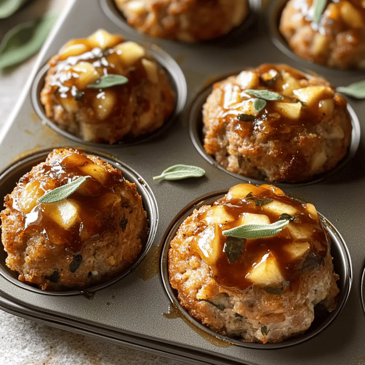 Apfel & Salbei Truthahn Fleischlaib Muffins für den Herbst