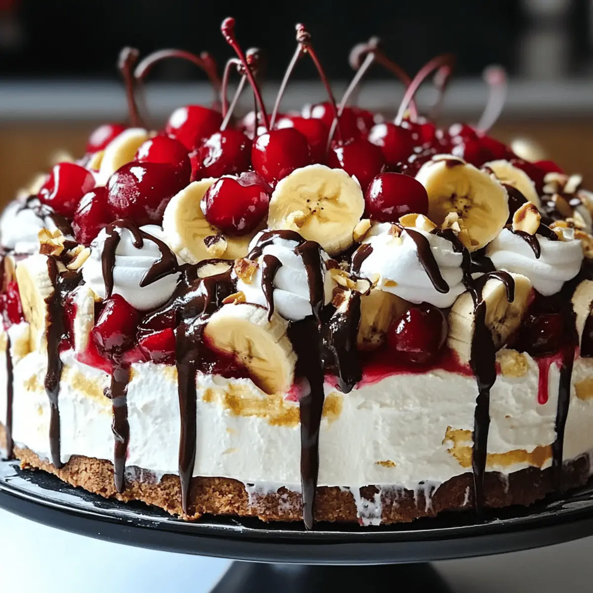 Einfache Bananensplitttorte für heiße Sommertage