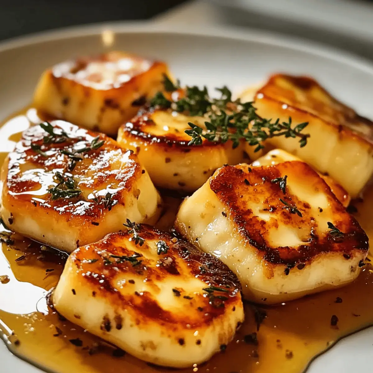 Goldener Halloumi mit Honig und Thymian einfach lecker