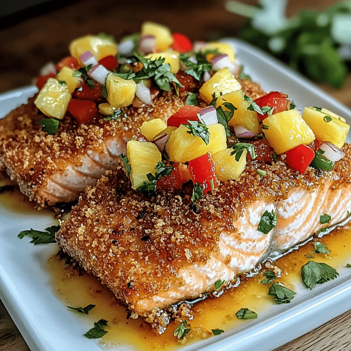 Kokosnusskruste Lachs mit Ananas Salsa zaubern