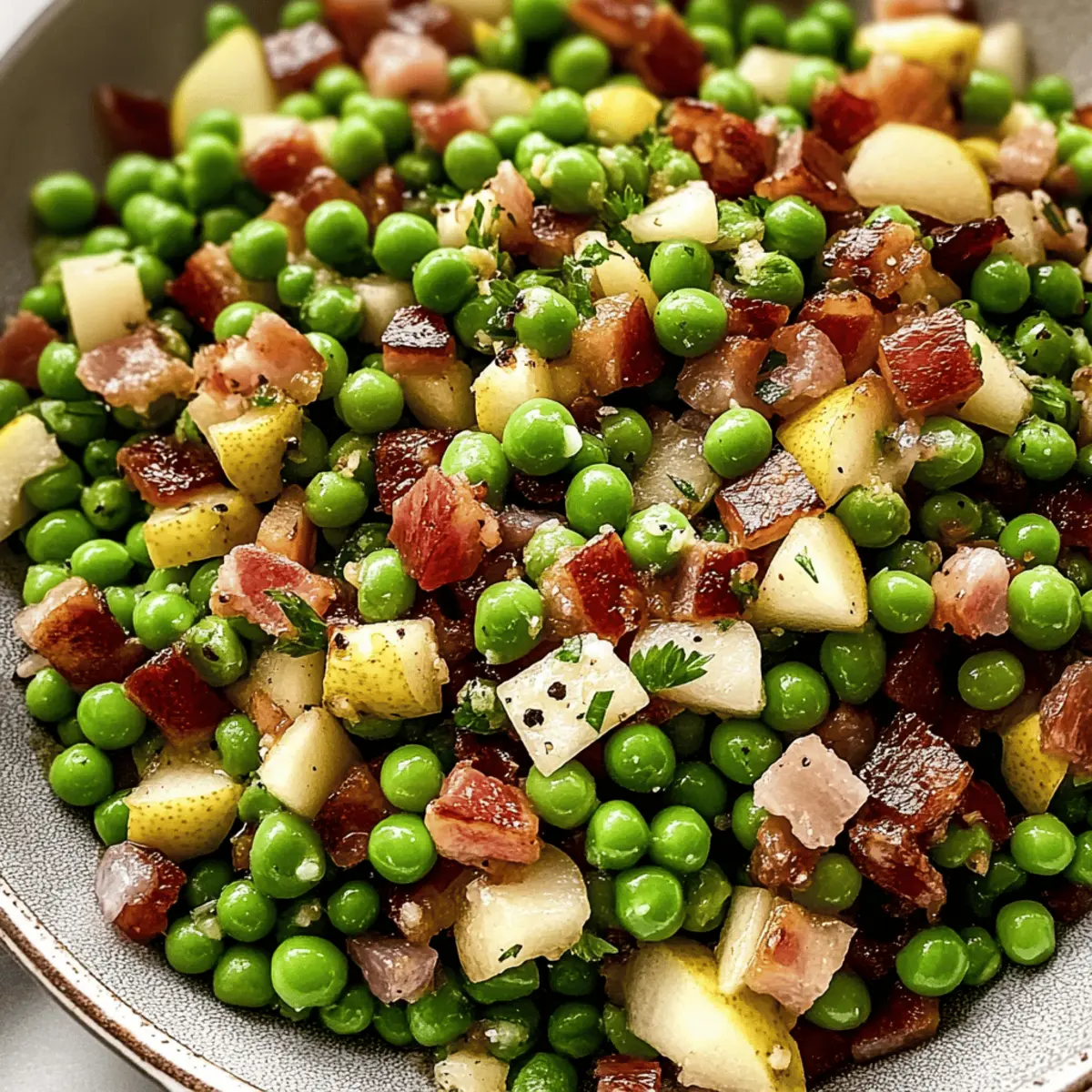 Köstliche Thanksgiving Erbsen mit Pancetta und Birne