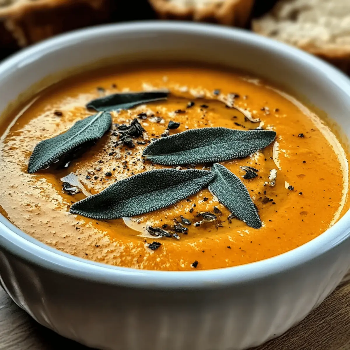 Ernte Freude Kürbis Salbei Bisque für Gemütliche Abende