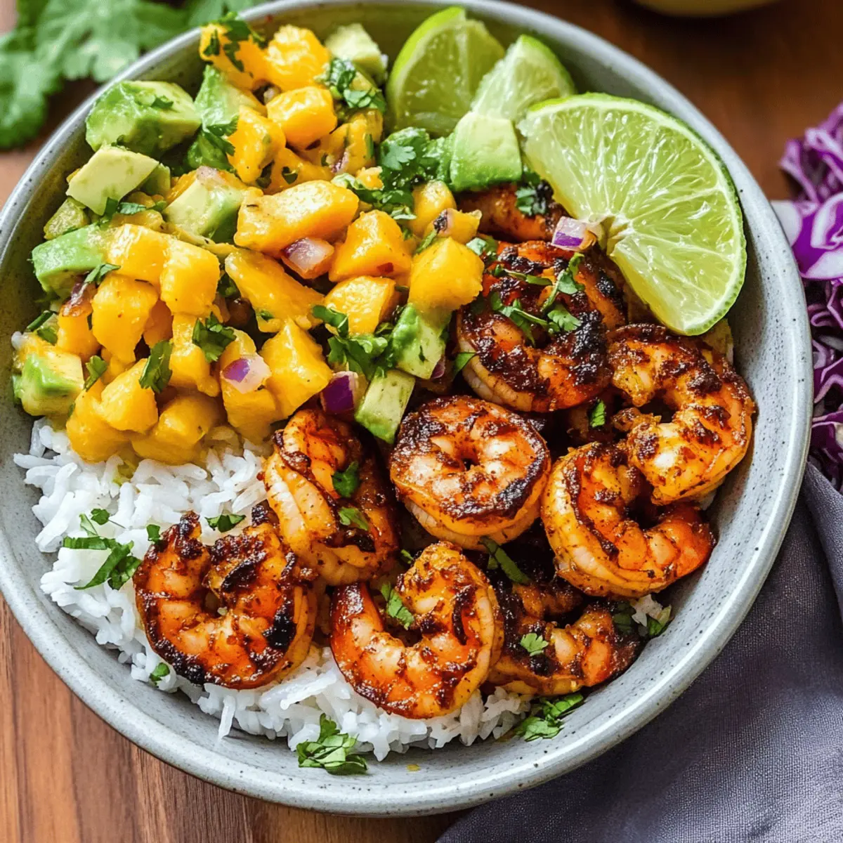 Garnelen- und Avocado-Schalen mit Mangosalsa