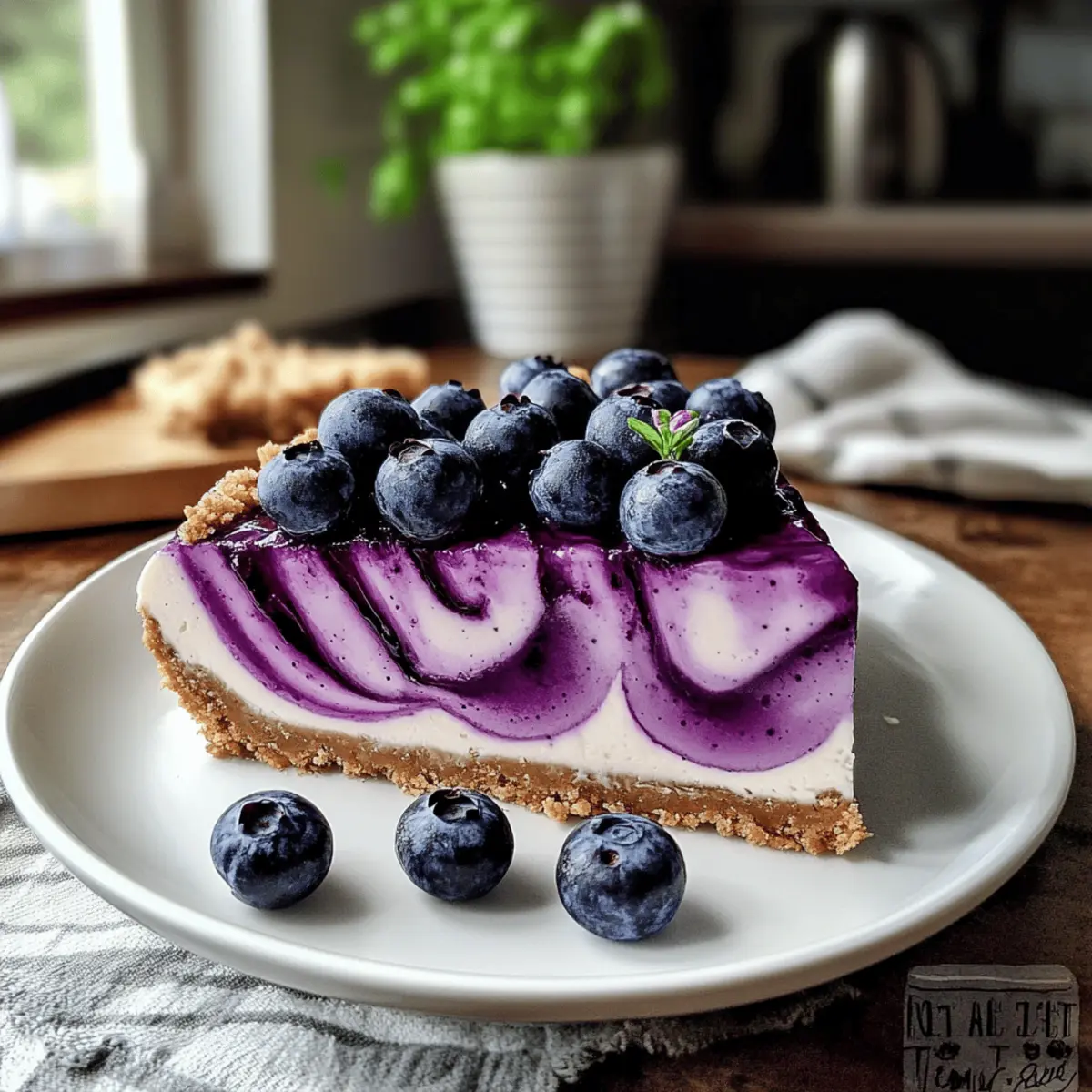 No-Bake-Käsekuchen mit Heidelbeeren und Bröselboden