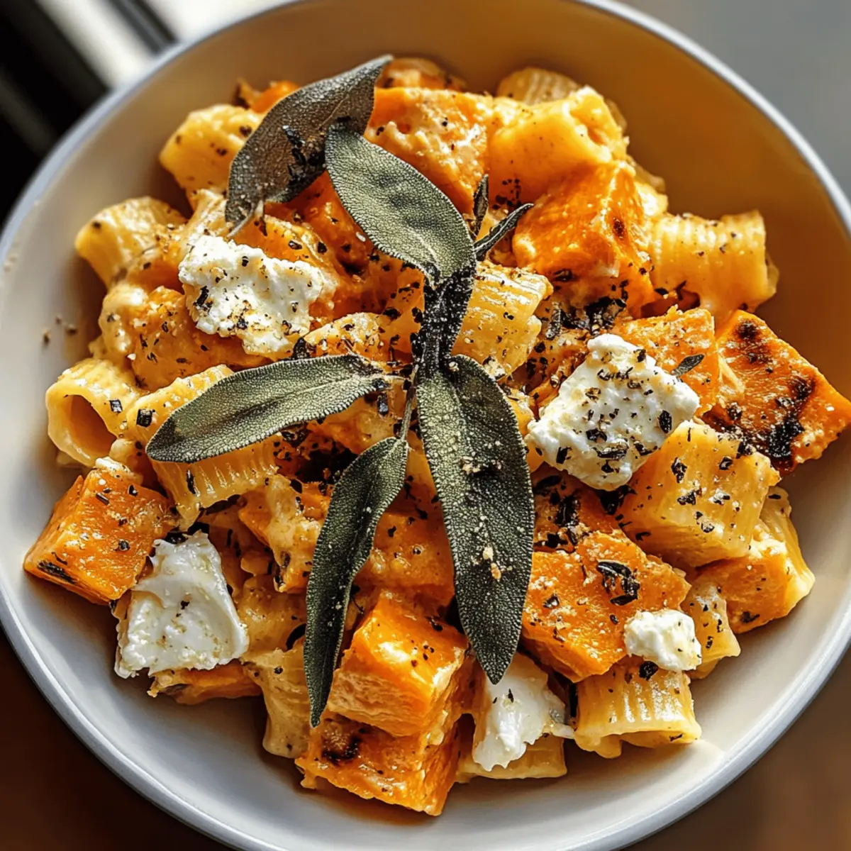 Süßkartoffel Ziegenkäse Salbei Pasta Liebe