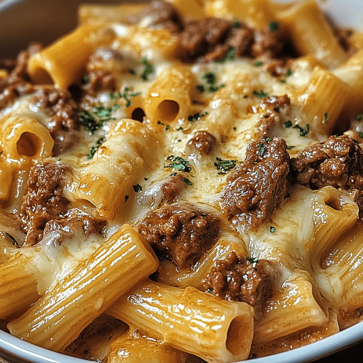 Cremige Parmesan-Rinder-Rigatoni für jeden Abend