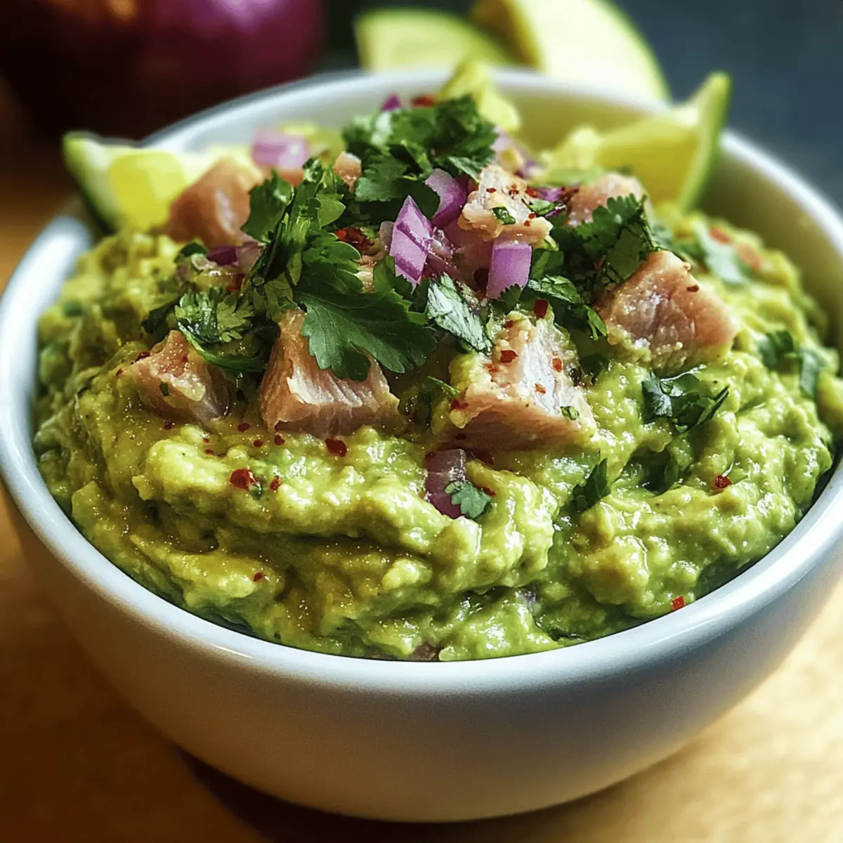 Cremige Thunfisch Guacamole mit Avocado und Schalotten