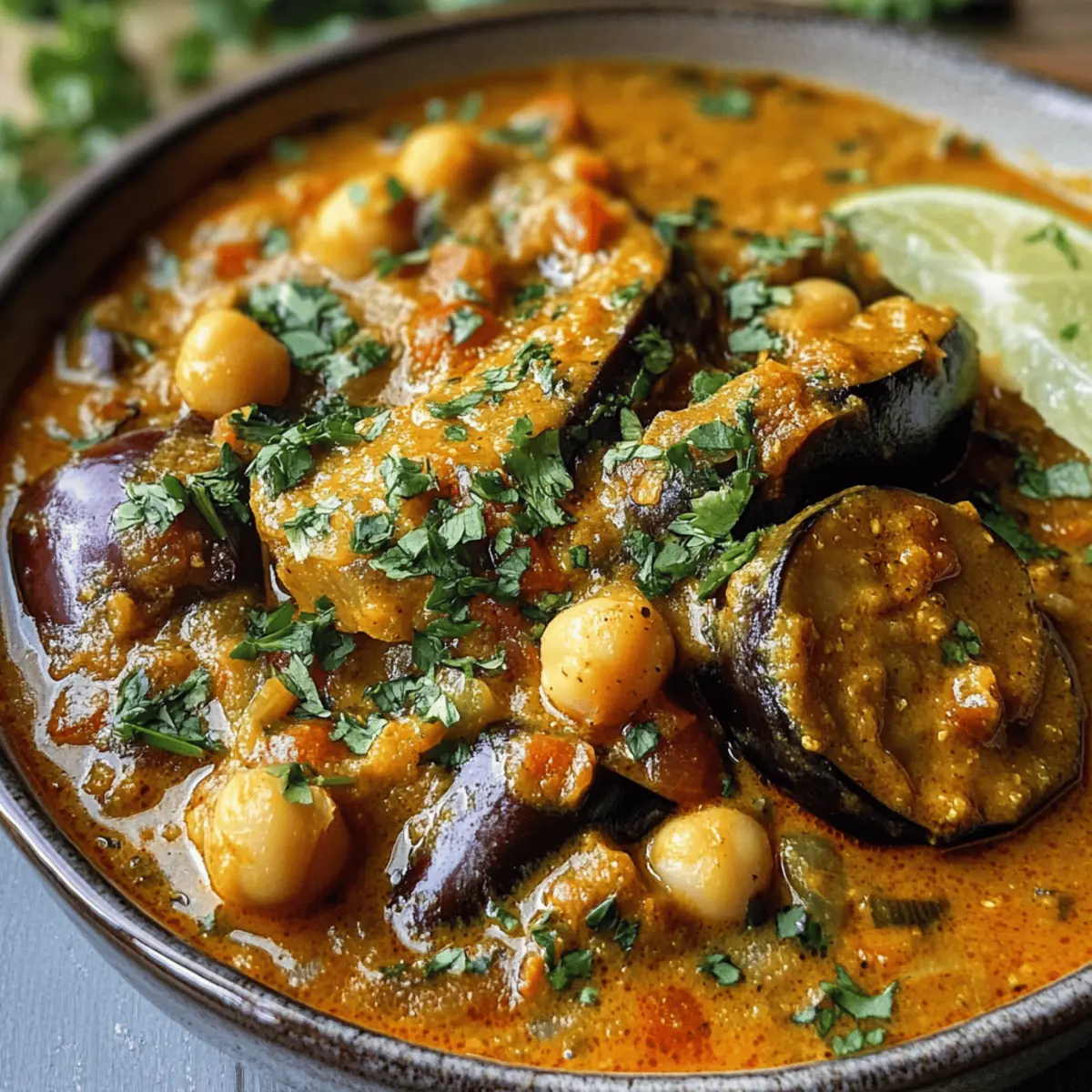 Kichererbsen-Curry-Aubergine für ein schnelles Abendessen