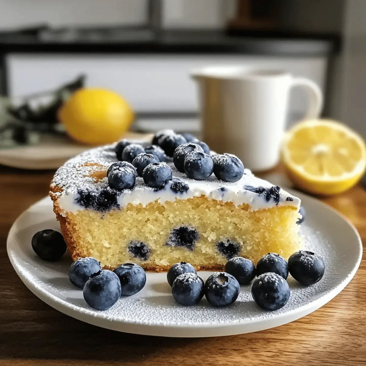 Einfacher Joghurtkuchen mit Blaubeeren und Zitrone