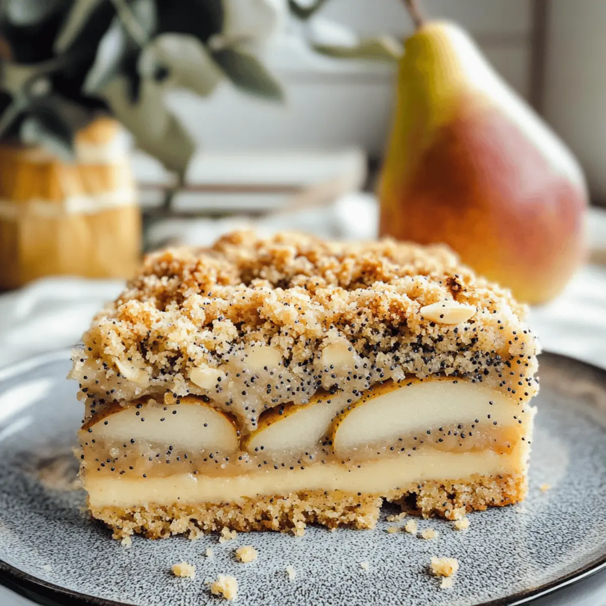 Mohnkuchen mit Birnen und Streuseln zum Verlieben