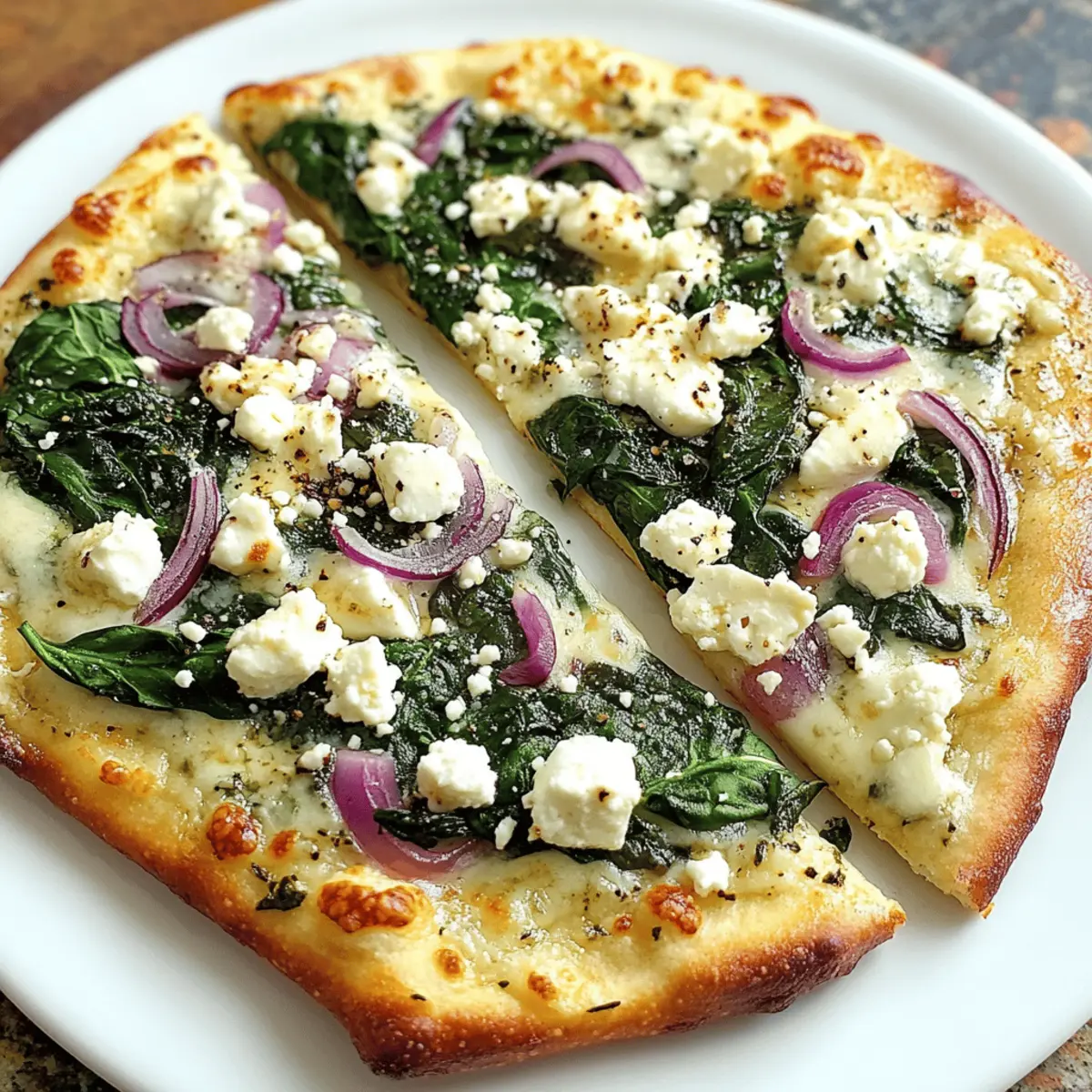 Spinat und Feta Fladenbrot Pizza in 20 Minuten