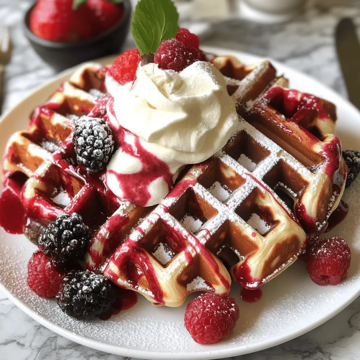 Rote Samt Marmor Waffeln für ein festliches Frühstück