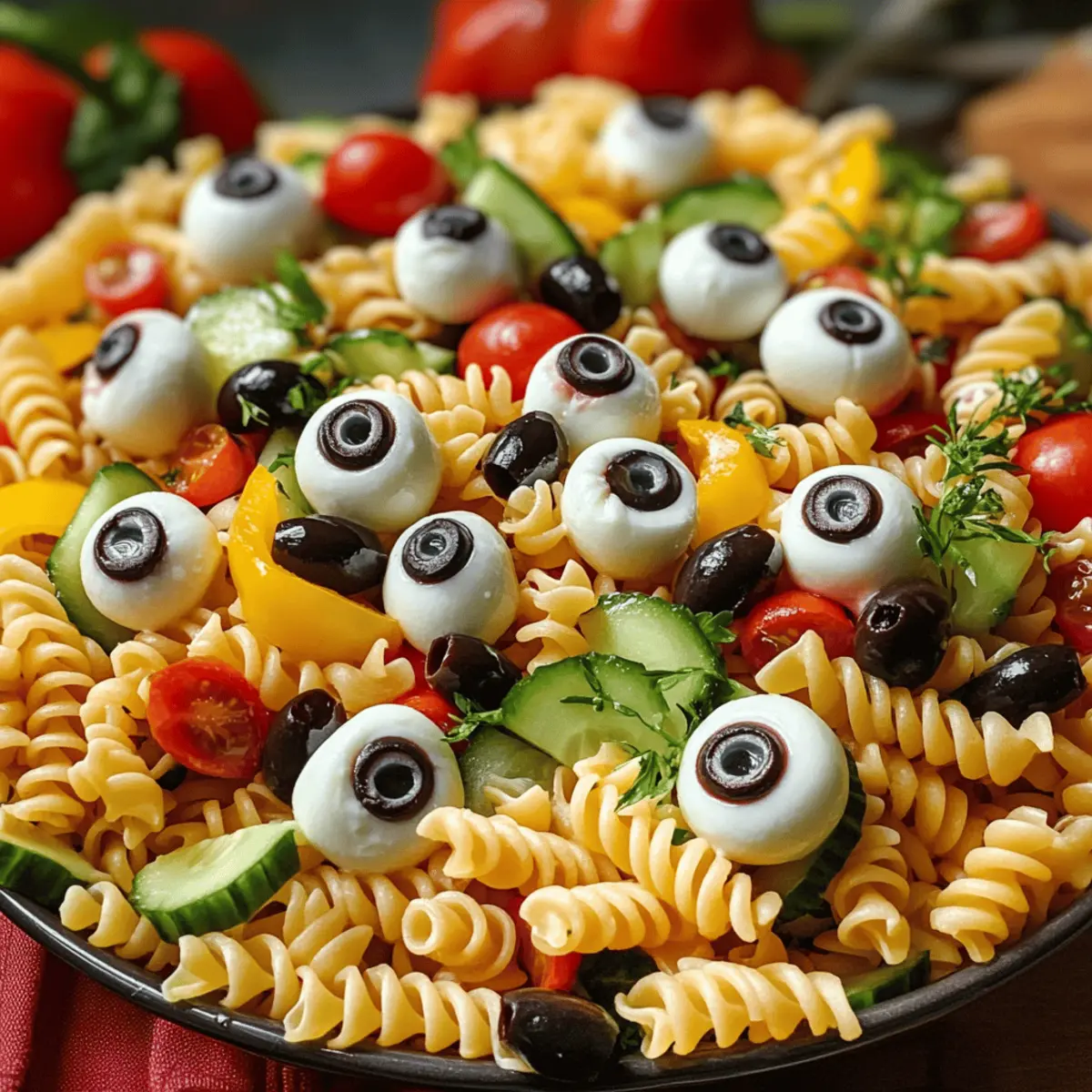 Augapfel-Pasta-Salat für deine Halloween-Party