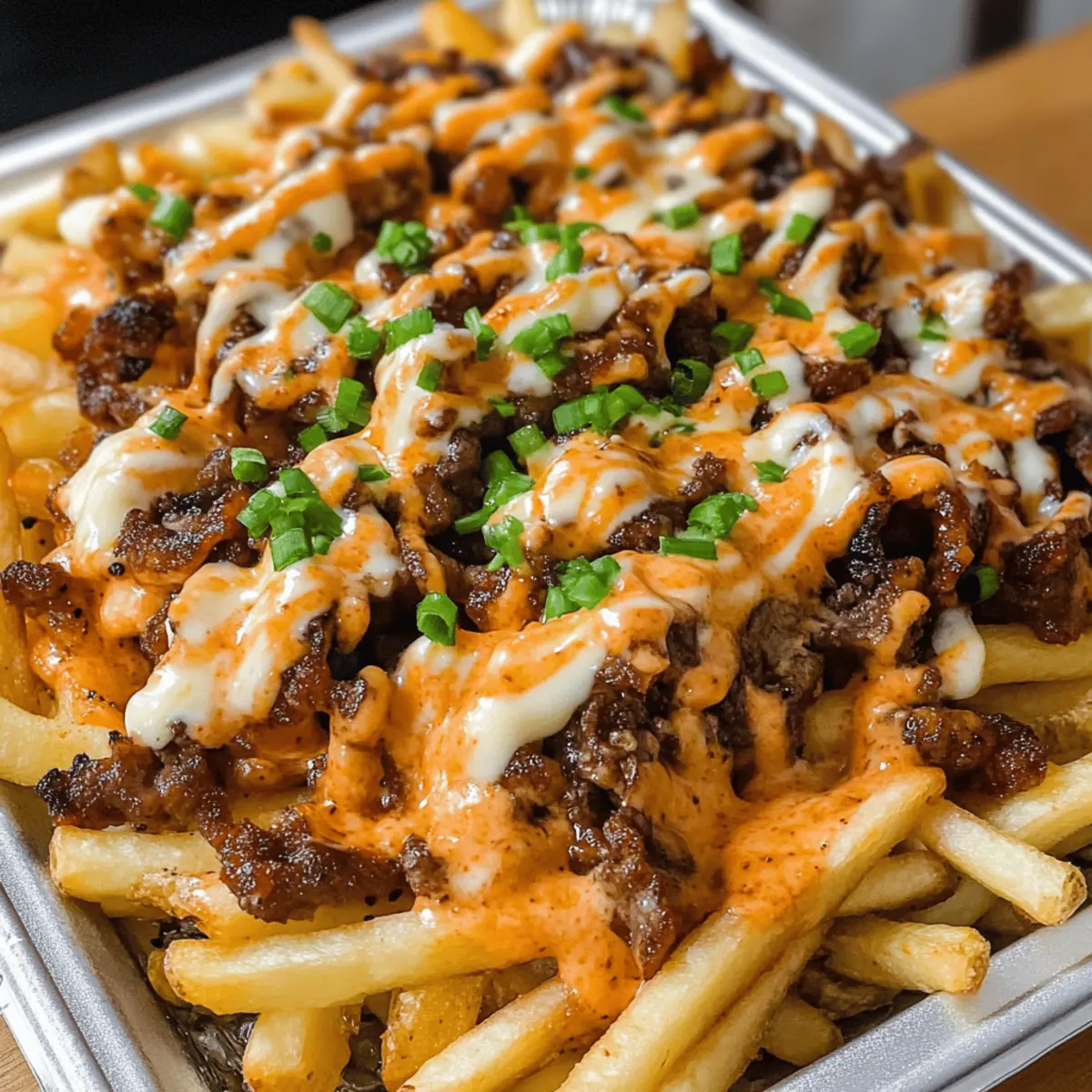 Koreanisch-Stil In-N-Out Geladene Tier-Pommes