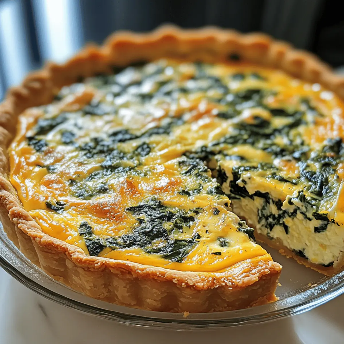 Hüttenkäse und Spinat Krustenlose Quiche schnell gemacht