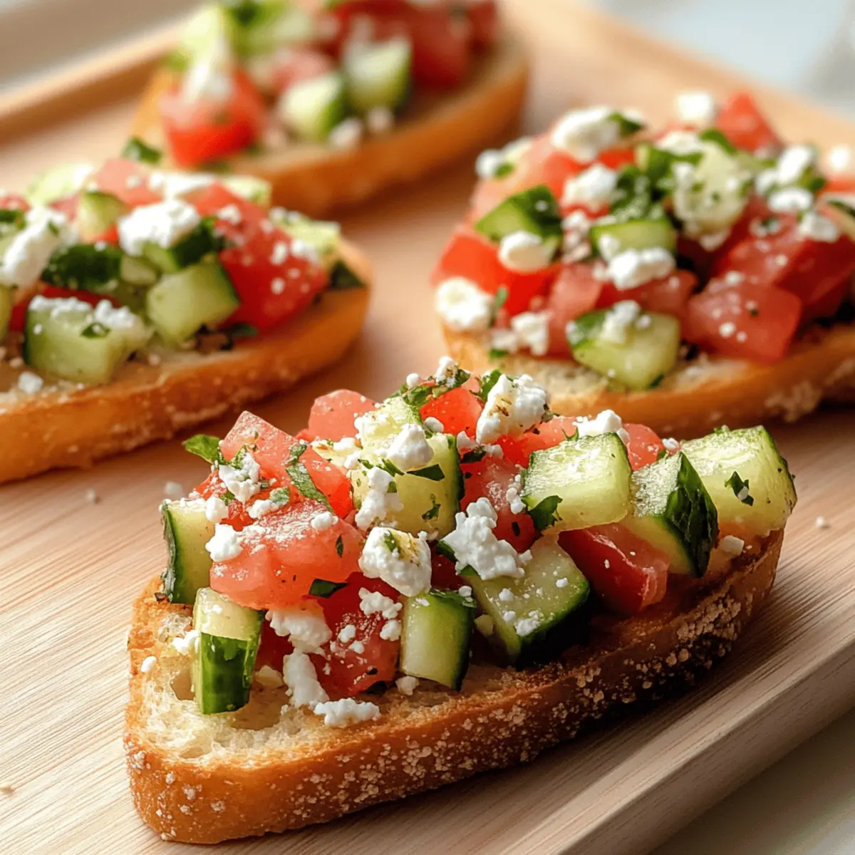 Griechische Bruschetta mit Feta und frischem Gemüse