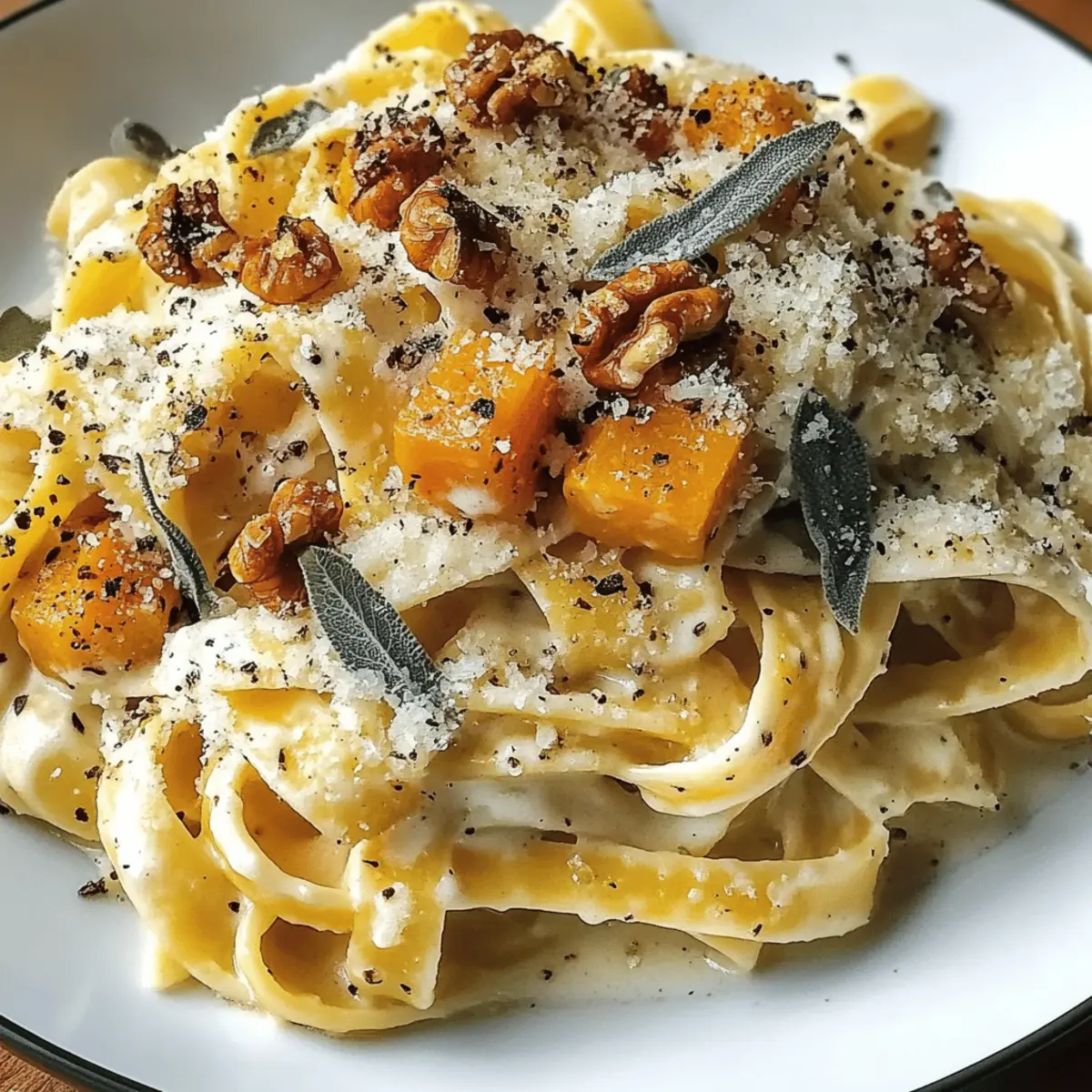 Herzhafter Butternutkürbis- und Salbeipasta für den Herbst