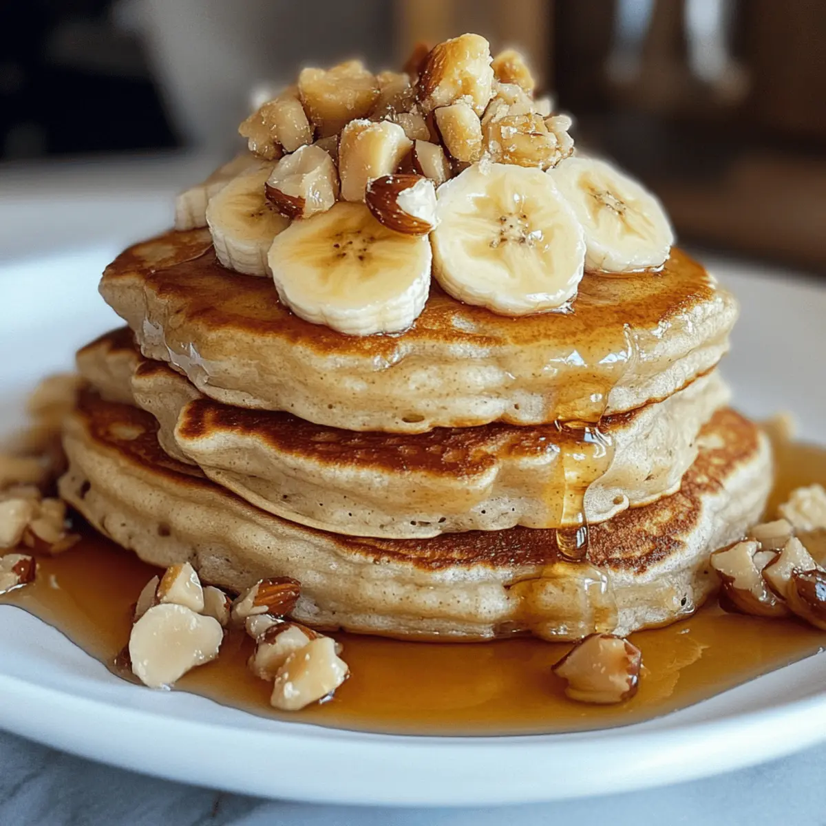 Bananen- und Macadamianuss-Pfannkuchen für Frühstücksgenuss