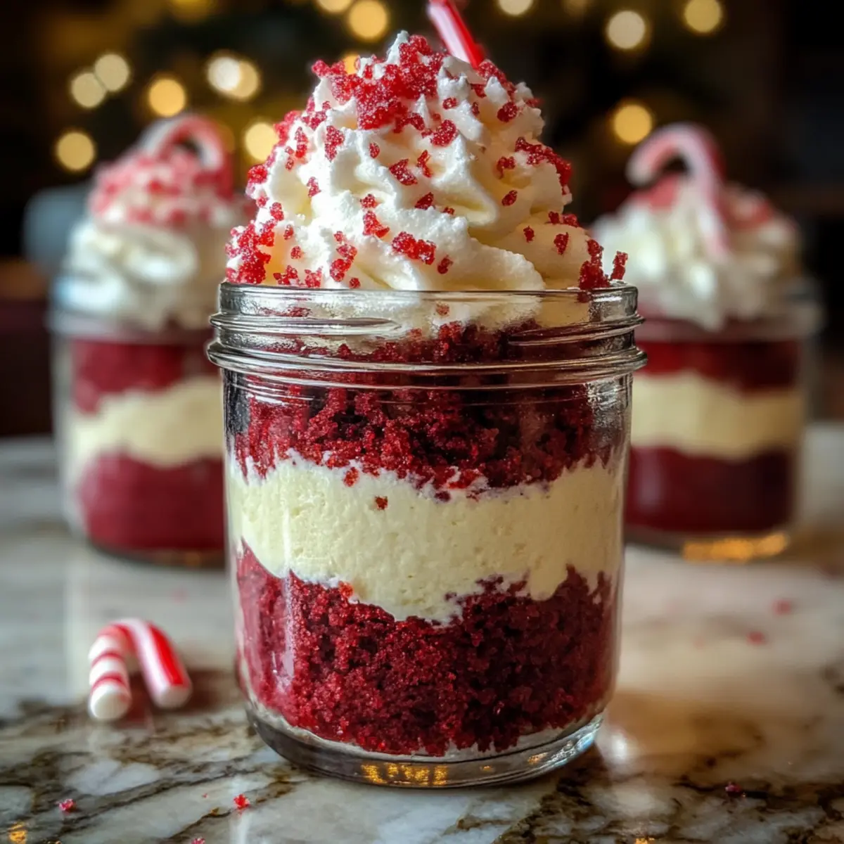 Zuckerstock-Käsekuchen-Parfaits für Feste Genießer