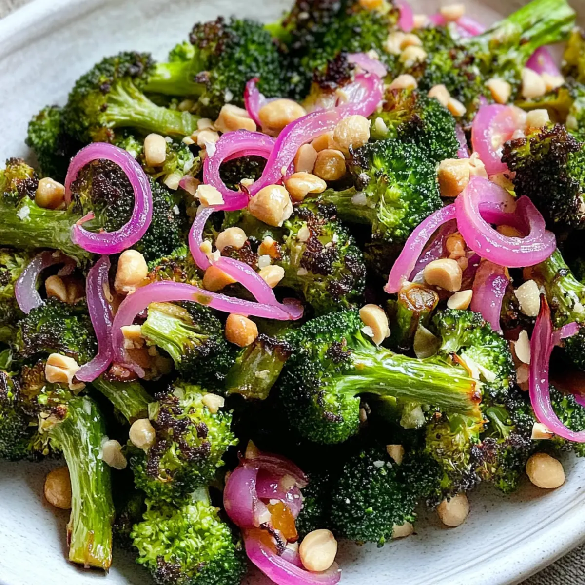 Gerösteter Brokkoli mit eingelegten Schalotten und Erdnüssen