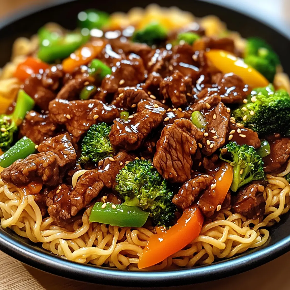 Klebrige Rinder-Nudeln für schnelles Wohlfühlessen