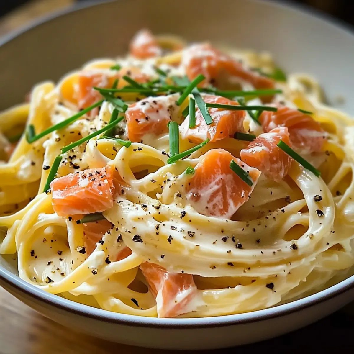 Pasta mit Räucherlachs und Frischkäse ganz einfach