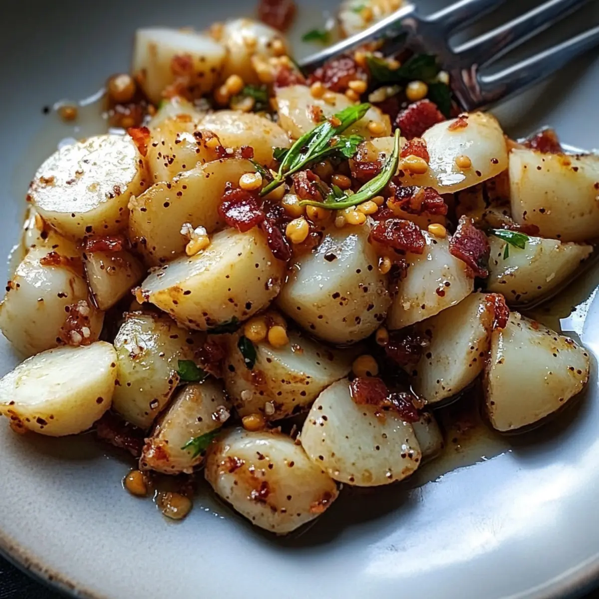 Steckrüben mit Speck und Senfsamen genießen