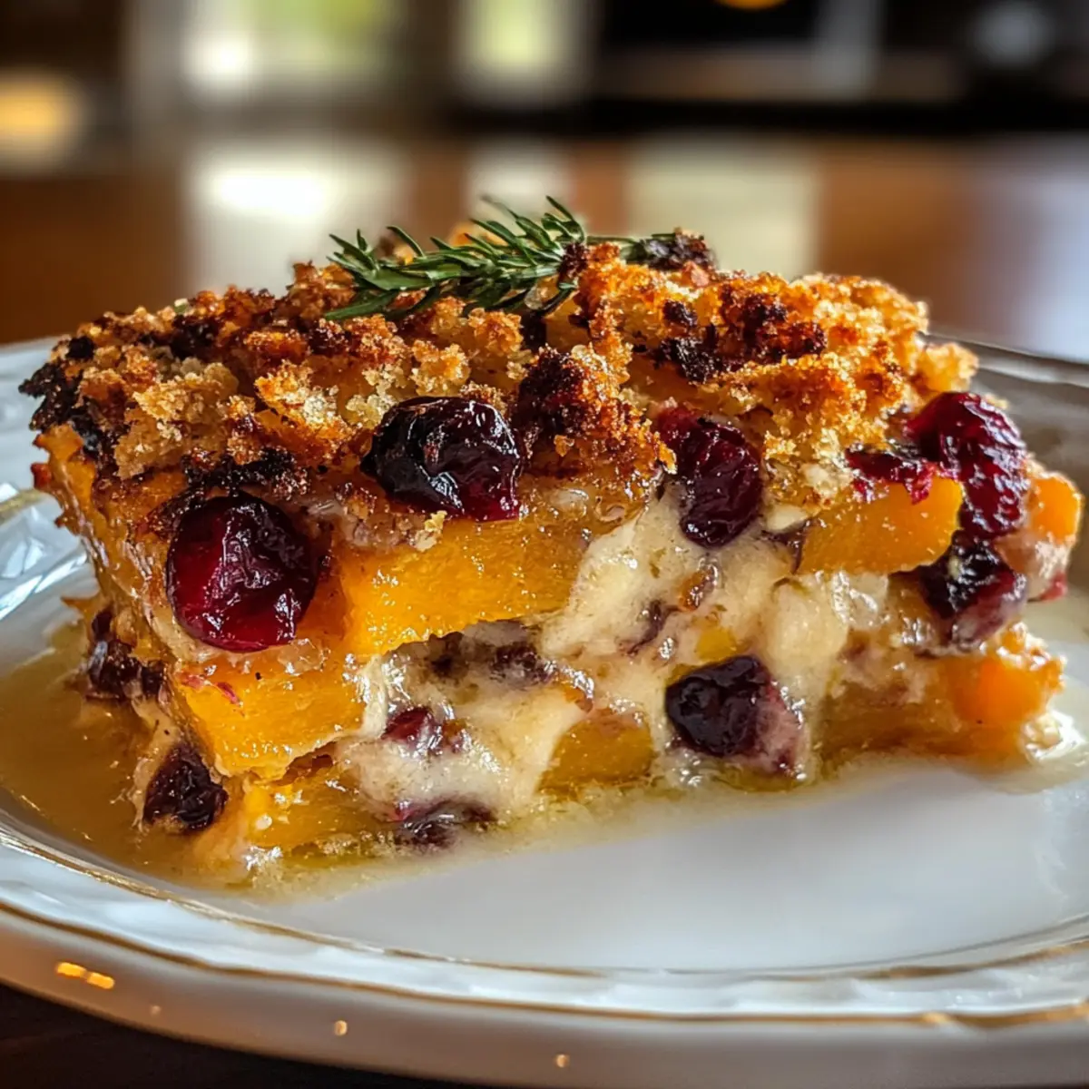 Süßkartoffel- und Cranberry-Gratin zum Verliebtwerden