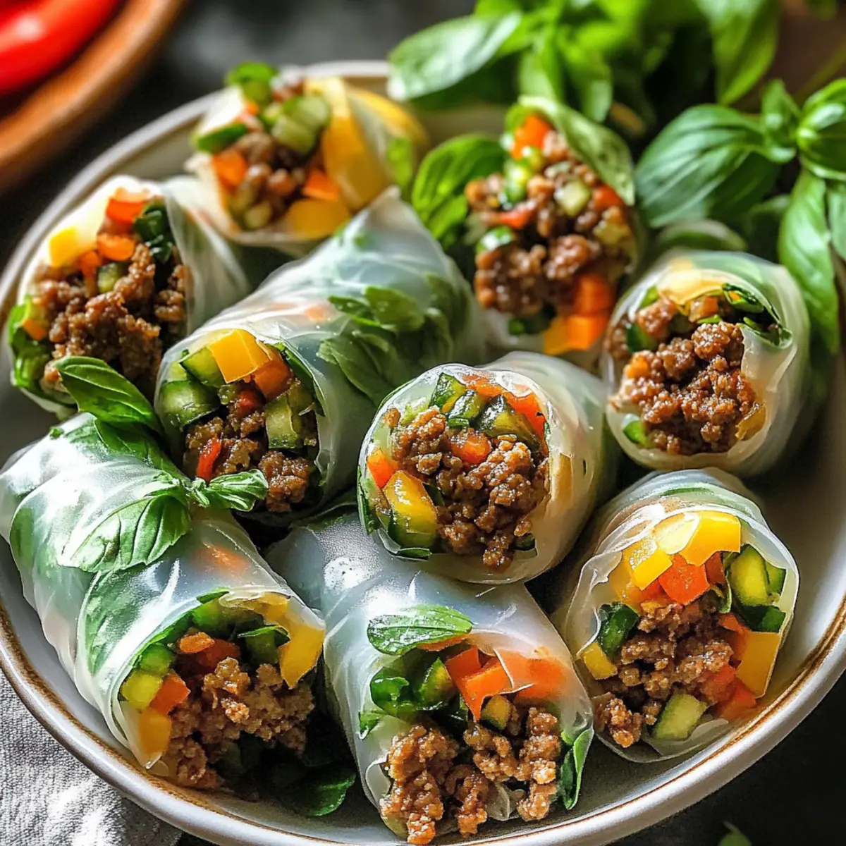 Thai Basilikum Rindfleisch Rollen für dein Dinner