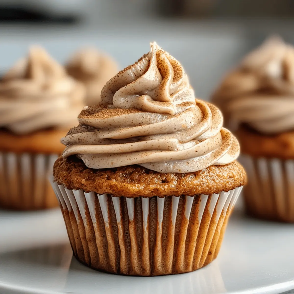 Kürbis-Chai-Cupcakes mit braunem Zuckerguss genießen