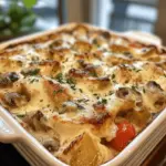 Cremiges Caesar-Hühnchen und Pilz-Auflauf