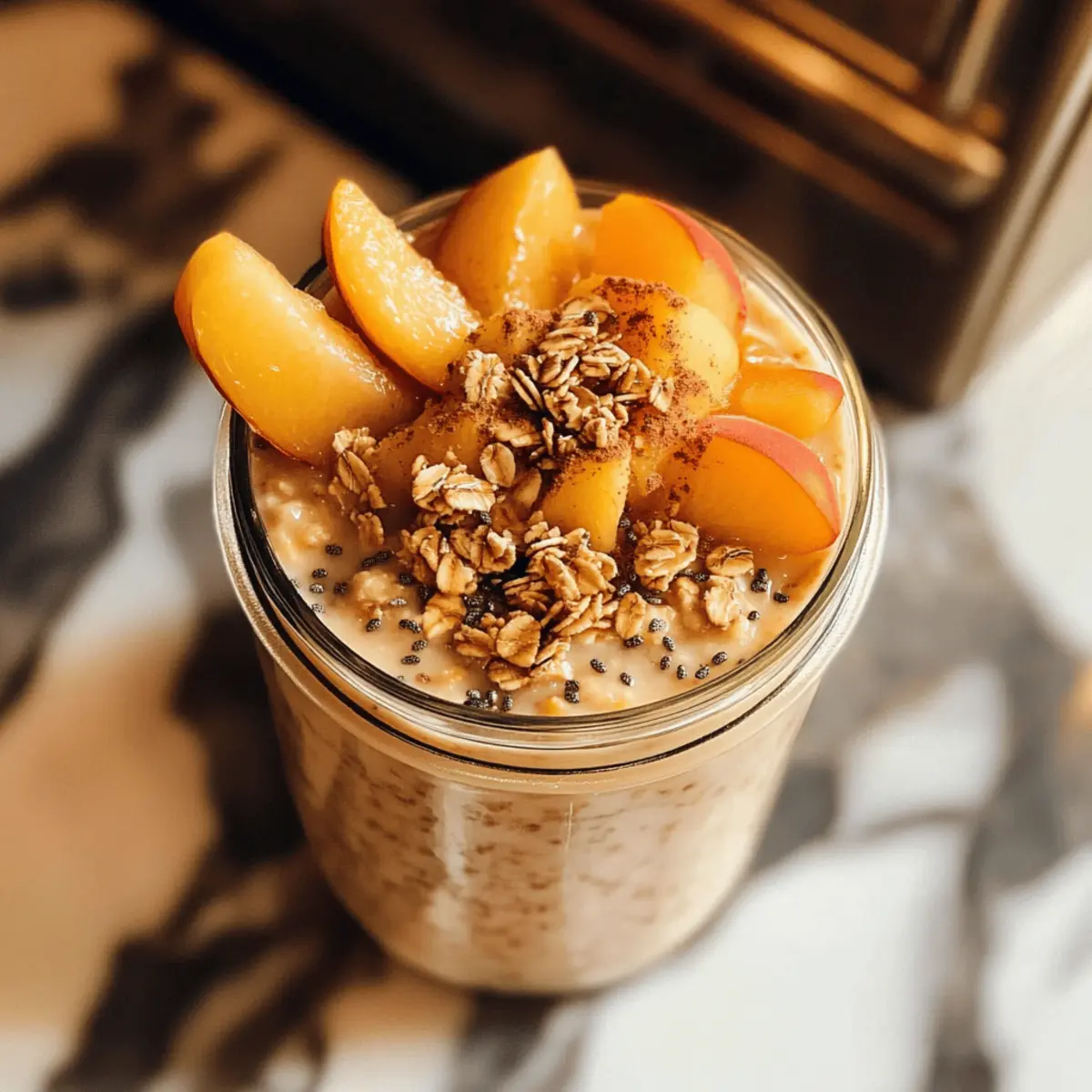 Pfirsich-Cobbler-Übernacht-Haferflocken für Genießer