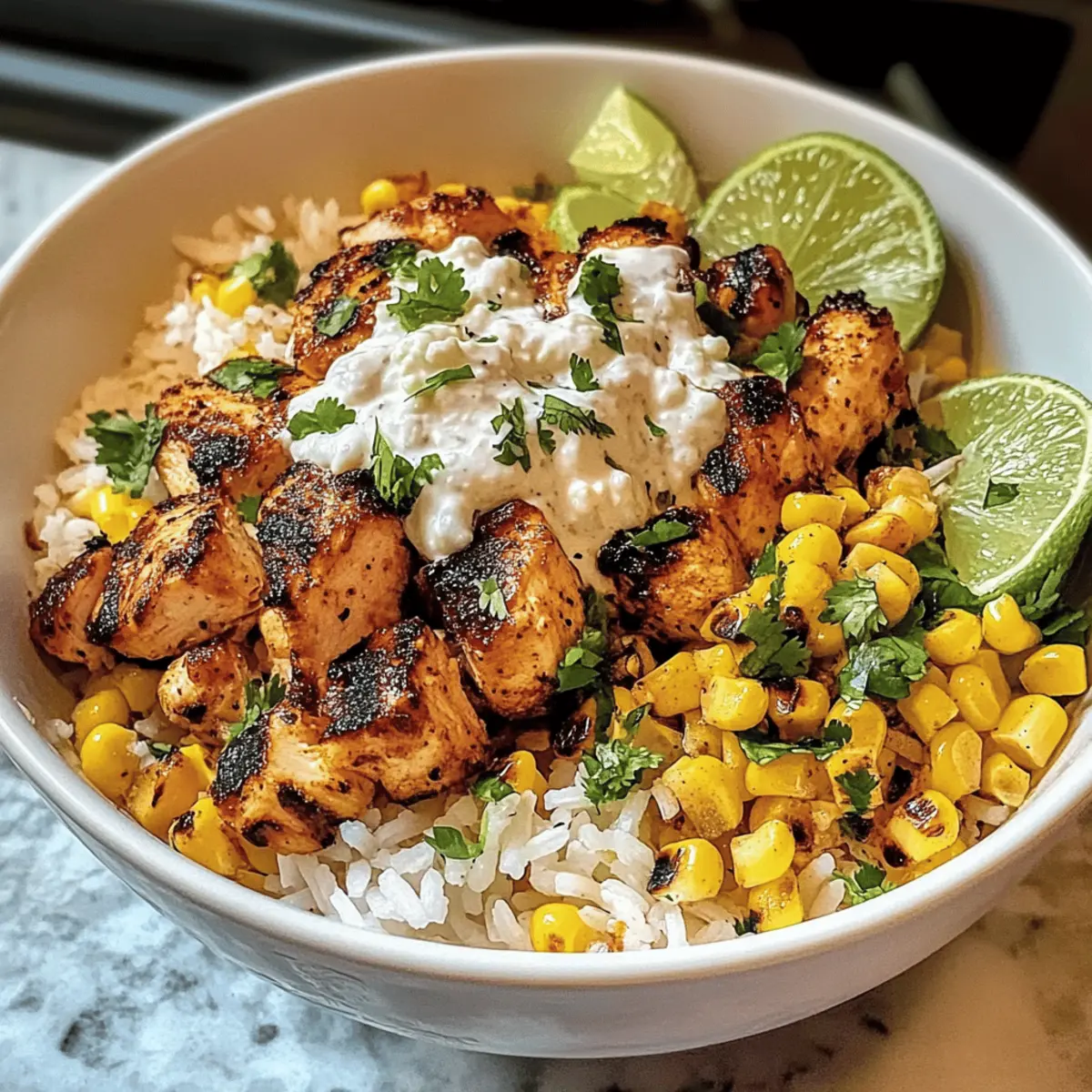 Leckere Straßenmais-Hühnchen-Schüssel in 30 Minuten