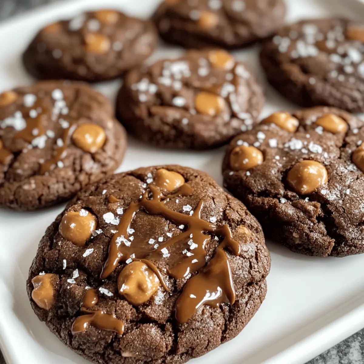 Doppelte Schokoladen-Salzkaramell-Kekse zum Verlieben