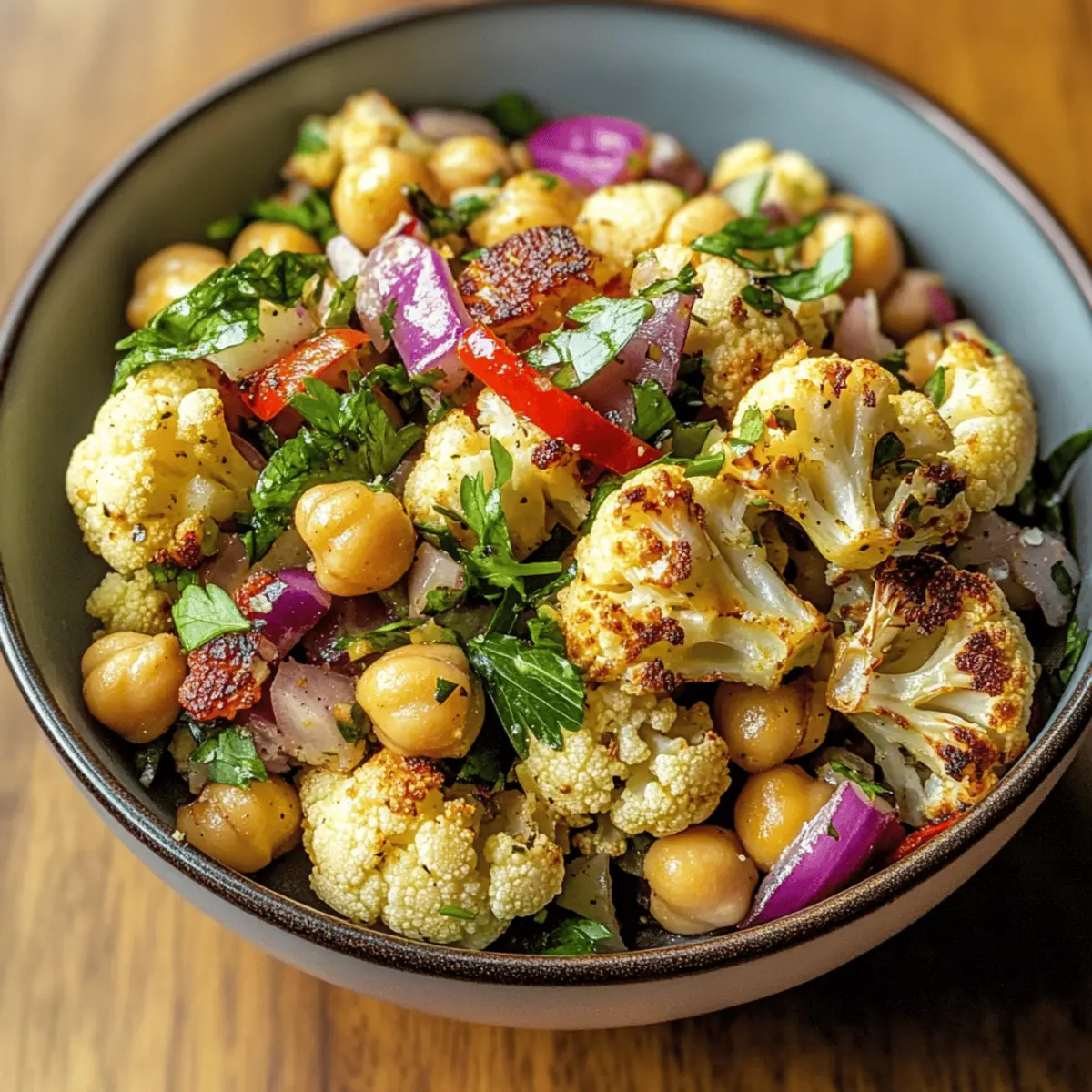 Kichererbsen- und gerösteter Blumenkohlsalat lecker und gesund