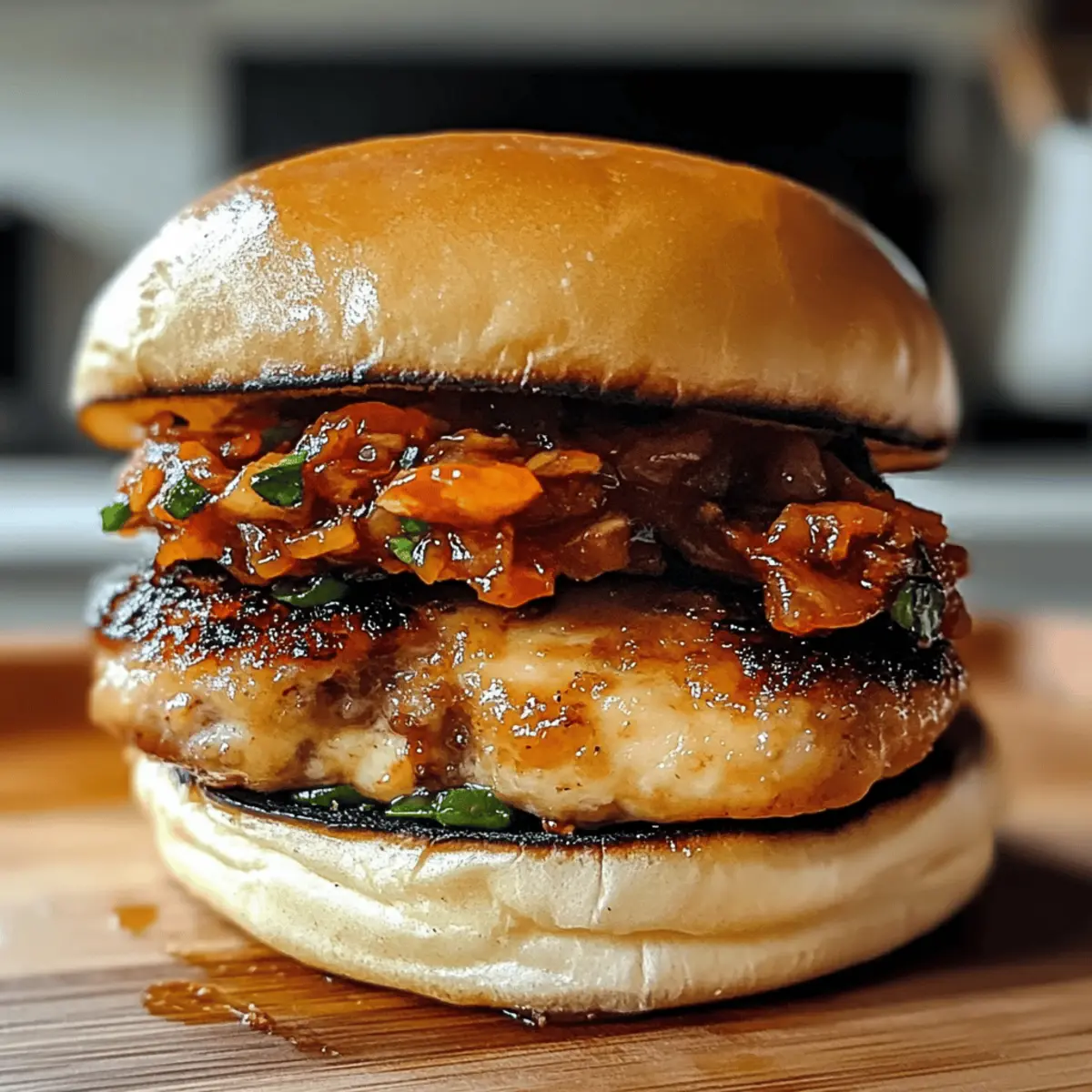 Gochujang Hühnchen Burger mit Kimchi Marmelade