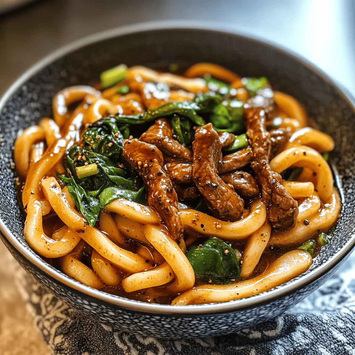 Schwarzer Pfeffer Rindfleisch Udon Nudeln in 15 Minuten