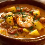 Würzige Garnelen- und Chorizo-Chowder mit cremiger Kokosnussbrühe