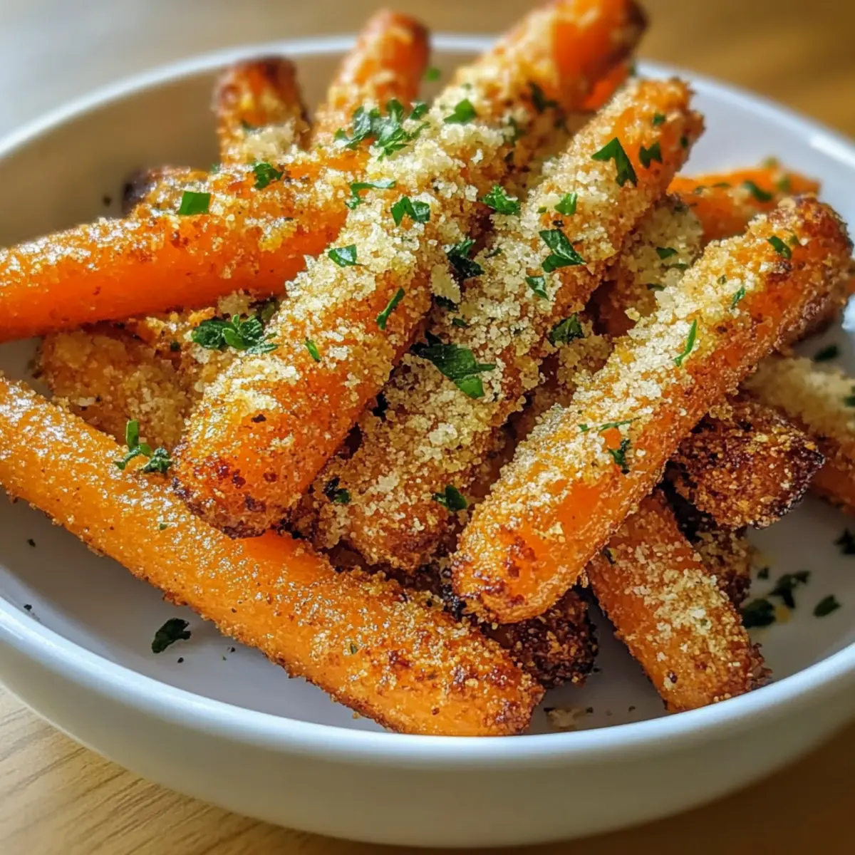 Gesunde 20-Minuten-Luftfritteuse Knoblauch Parmesan Karotten