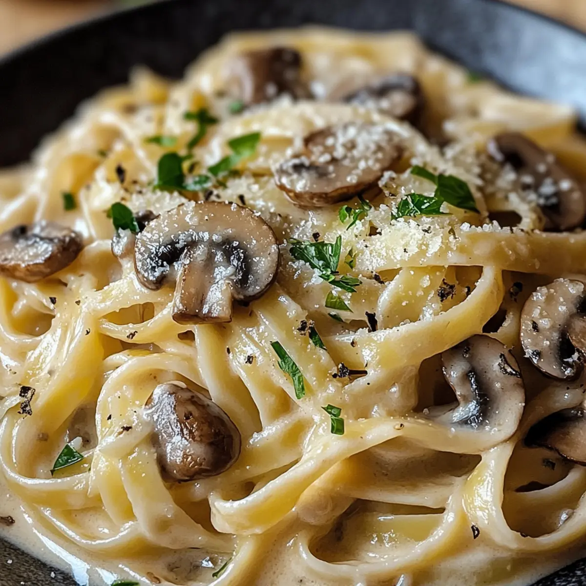 Karamellisierte Lauch- und Pilz-Gruyère-Pasta für Genießer