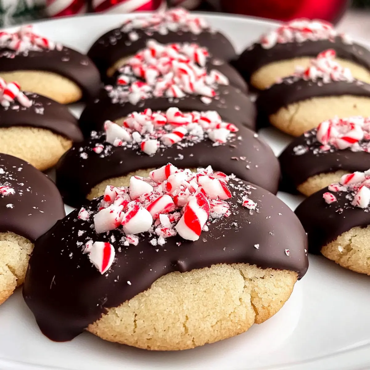 Schokoladengetauchte Pfefferminz-Zuckerplätzchen für Feste