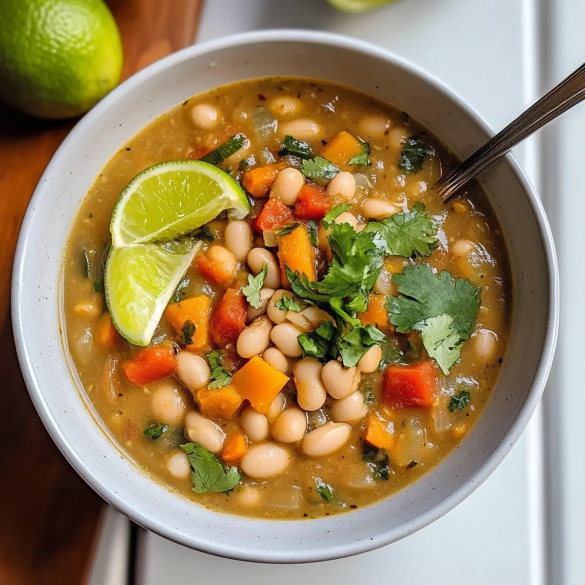 Cremige Herdplatte Vegane Weiße Bohnen Chili Rezept