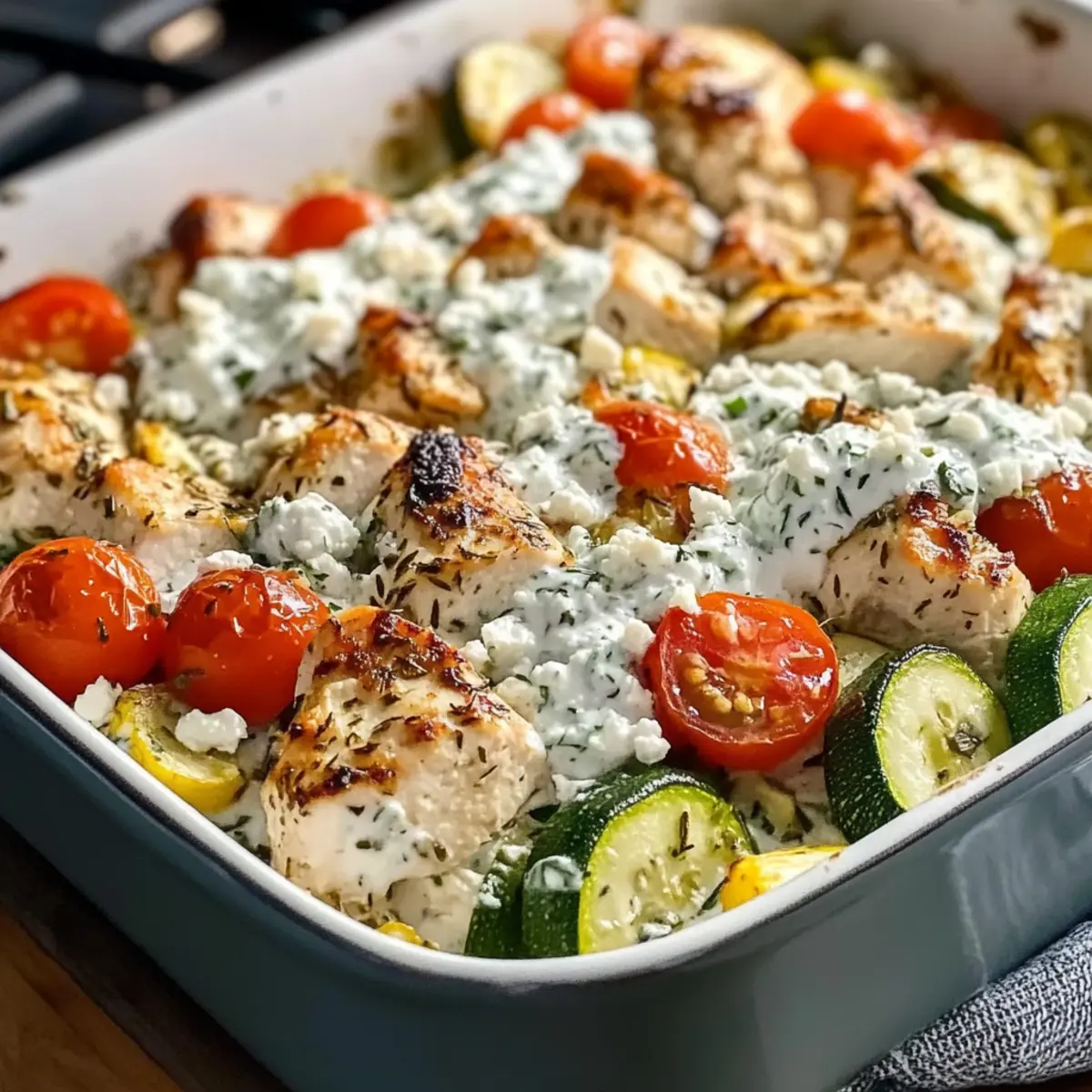 Schneller Dump-und-Bake-Hühnchen-Tzatziki-Auflauf