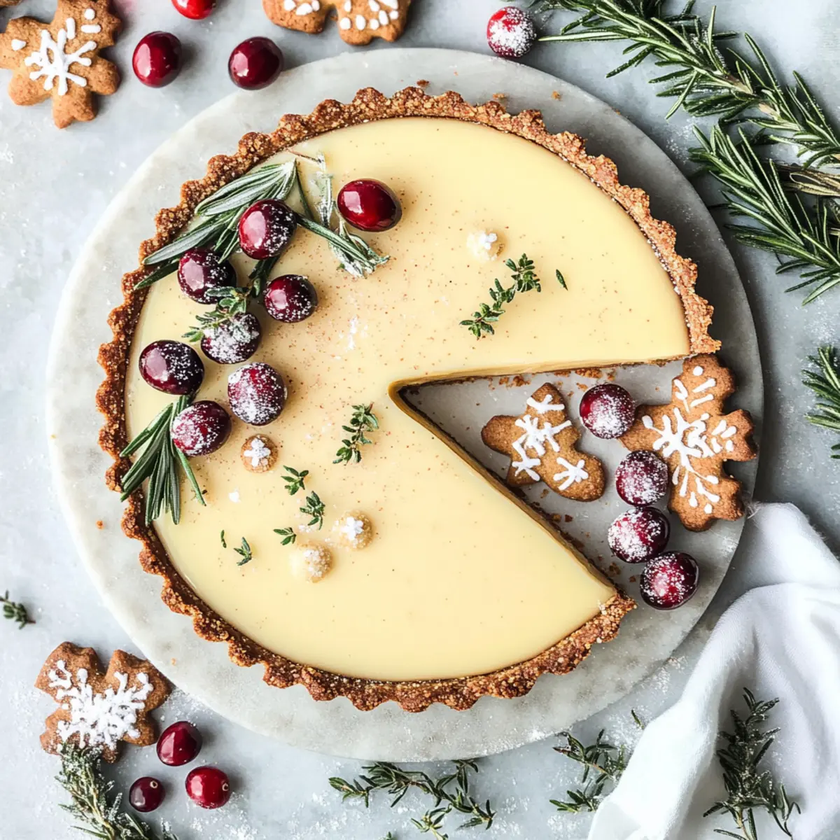 Eierlikörpudding-Tarte mit knusprigem Gingersnap-Boden