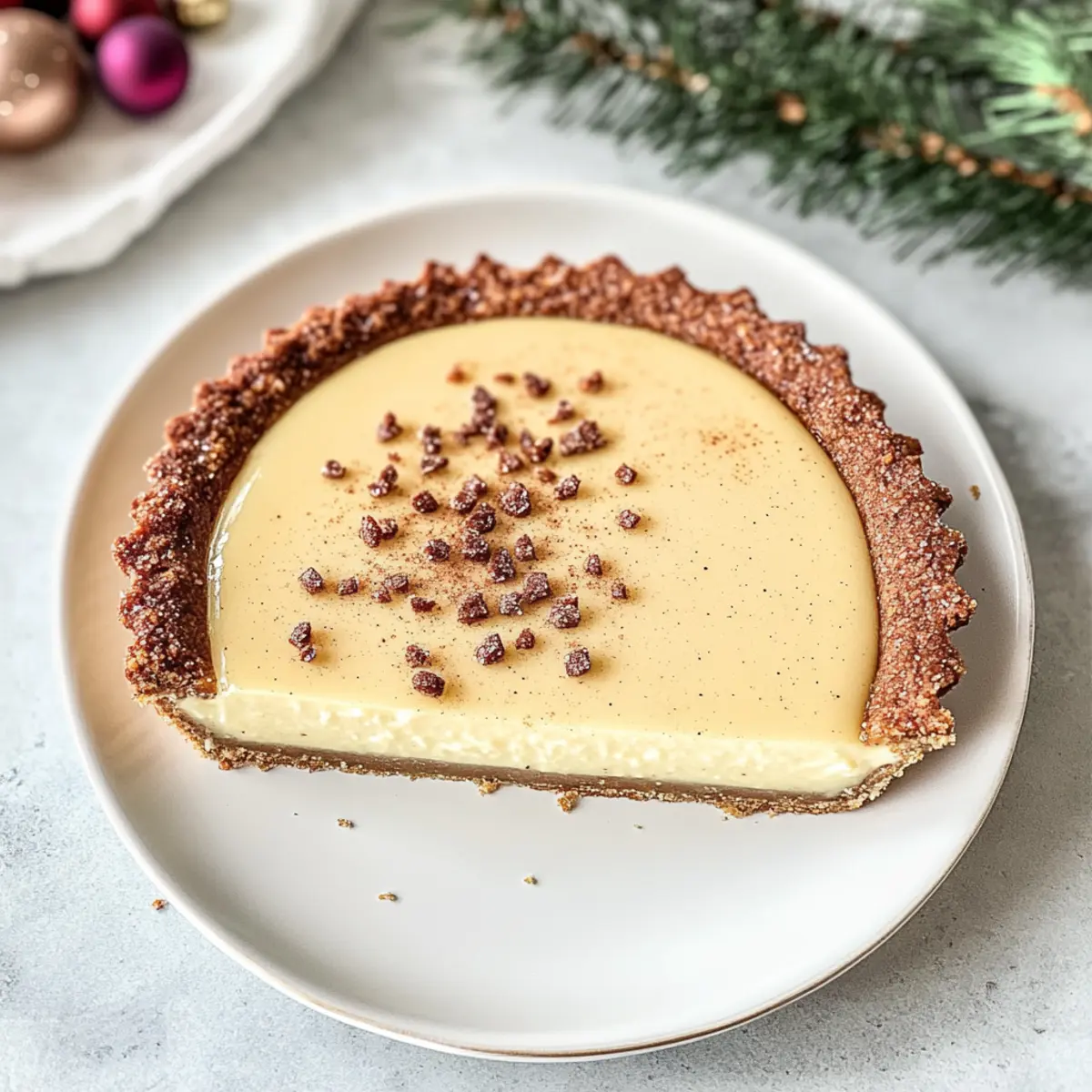 Eierlikörpudding-Tarte mit knusprigem Gingersnap-Boden