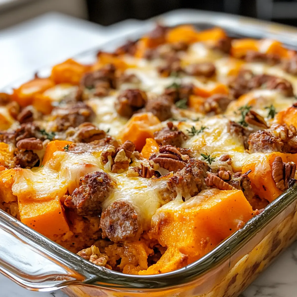 Herbstaufläufe mit Süßkartoffeln und Würstchen