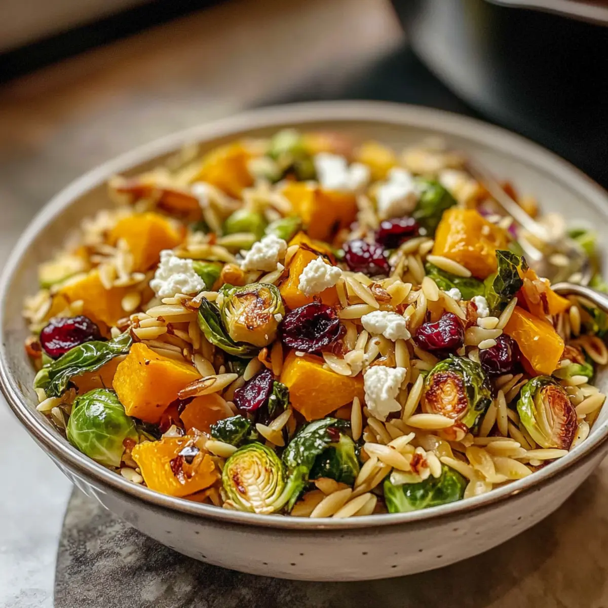 Herbsternte Orzo Salat mit herbstlichen Aromen