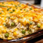 Grüner Chile Hähnchen und Reis Auflauf