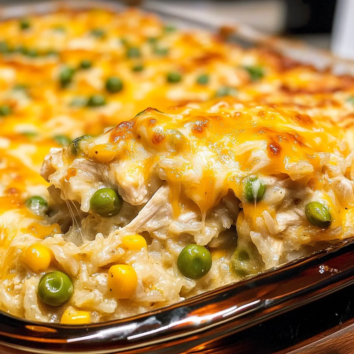 Grüner Chile Hähnchen und Reis Auflauf